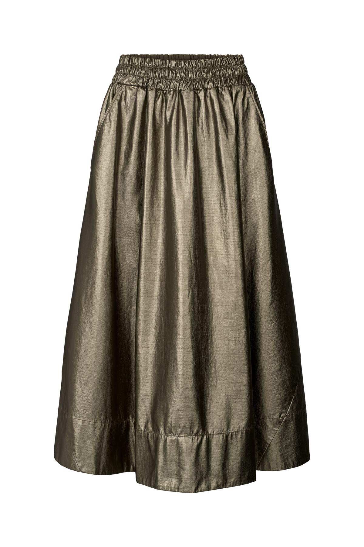 Ottavia - Foiled ripstop full skirt I Metallic olive
