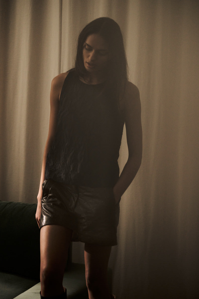Clipped jacquard tank top - Piper I Pirate black