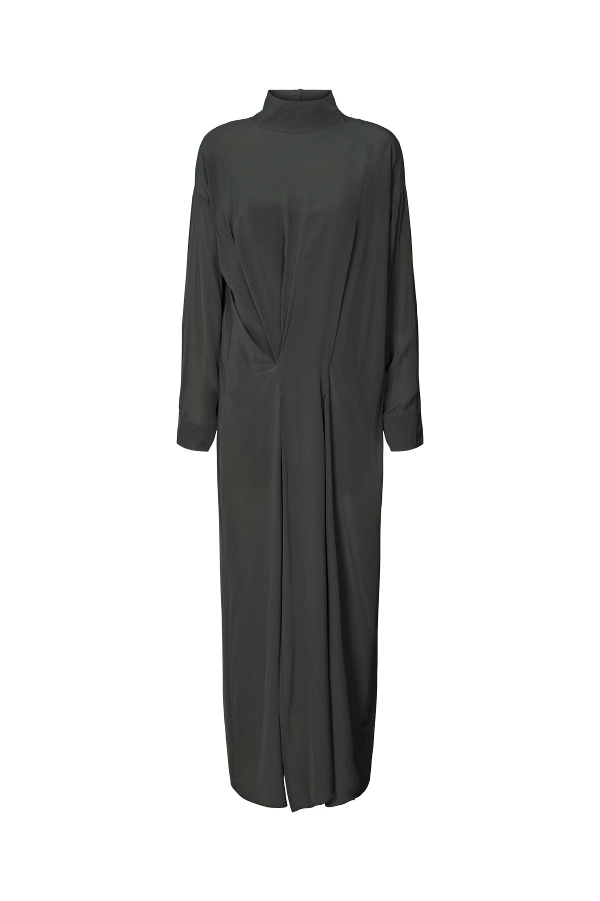 Fabiola - Matte drape zip sleeve dress I Pirate black