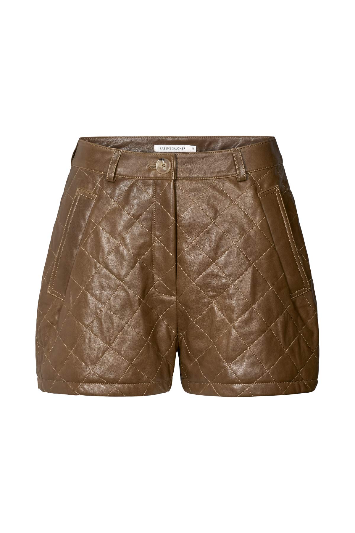 Bet - Quilted leather shorts I Olive