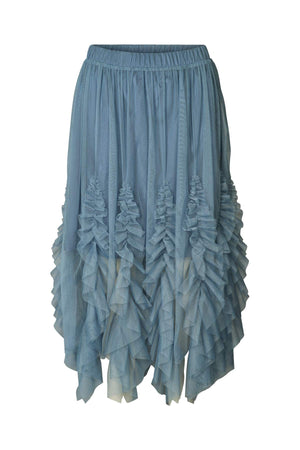 Glenda - Frilly tulle skirt I Dusty blue