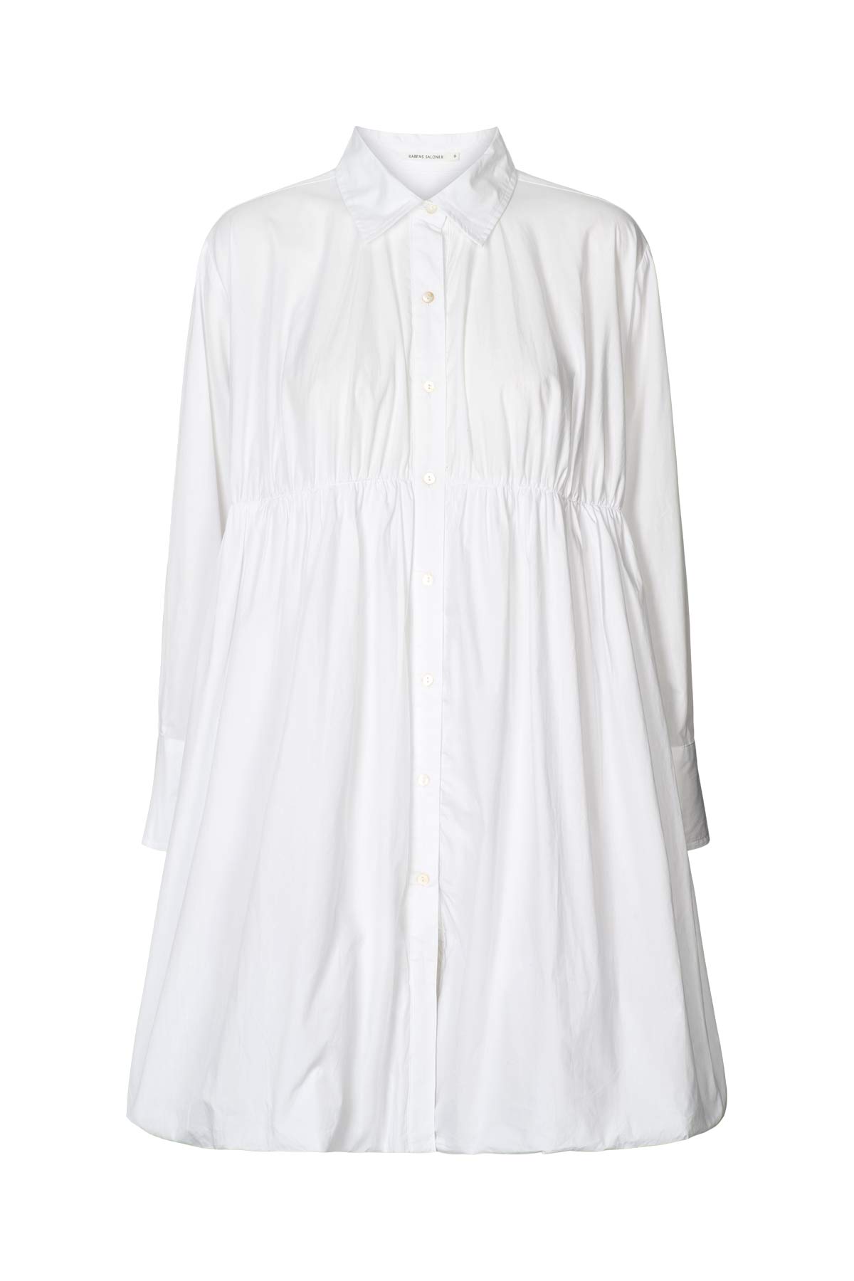 Sophia - Poplin puffed hem shirt dress I White
