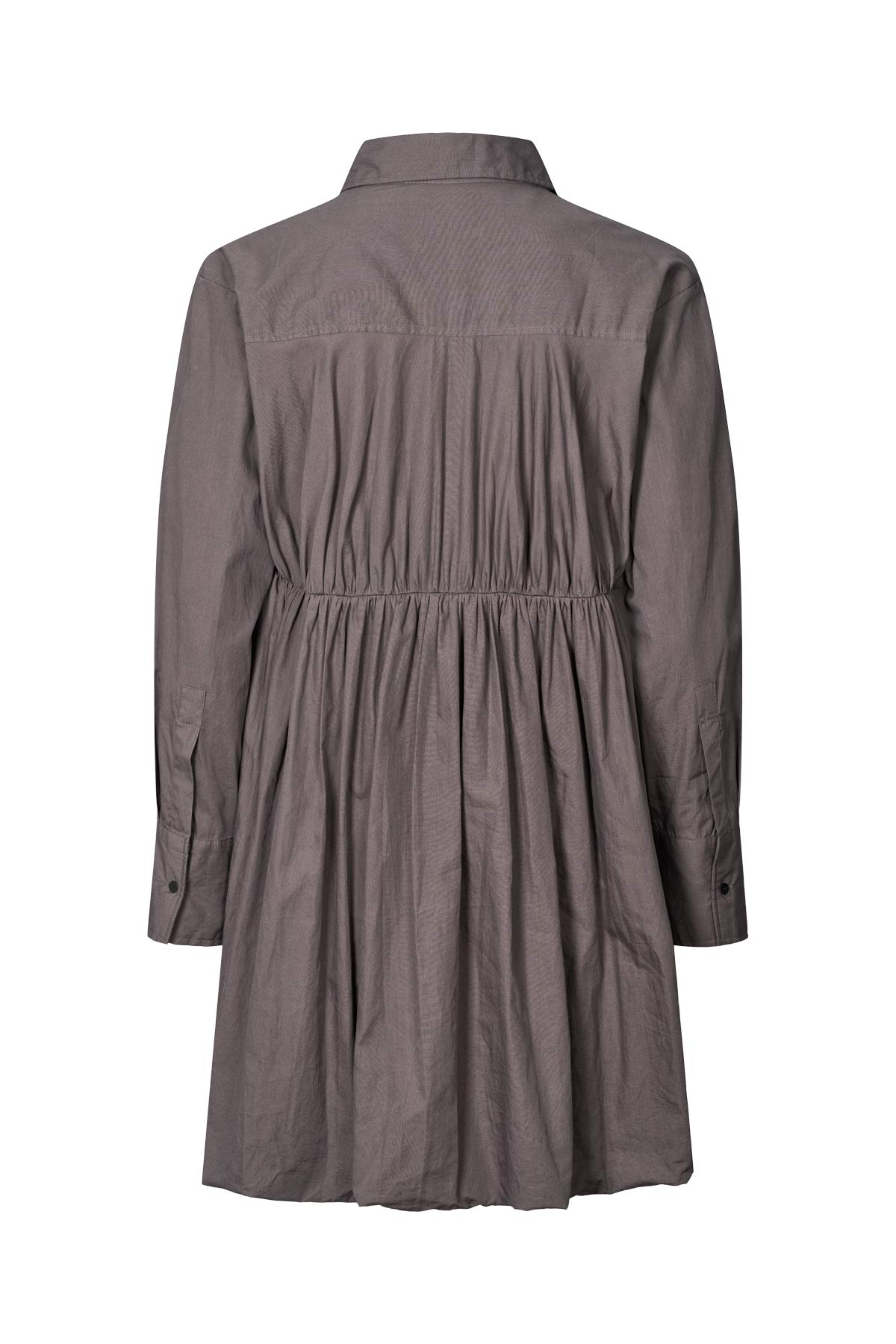 Sophia - Poplin puffed hem shirt dress I Dark grey