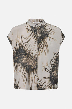 Heva - Sea urchin button blouse I Grey combo