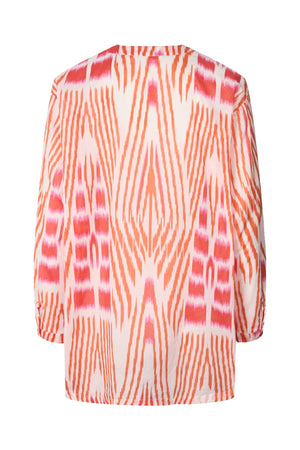 Sibyl - Ikat voile shirt I Mandarin pink ivory