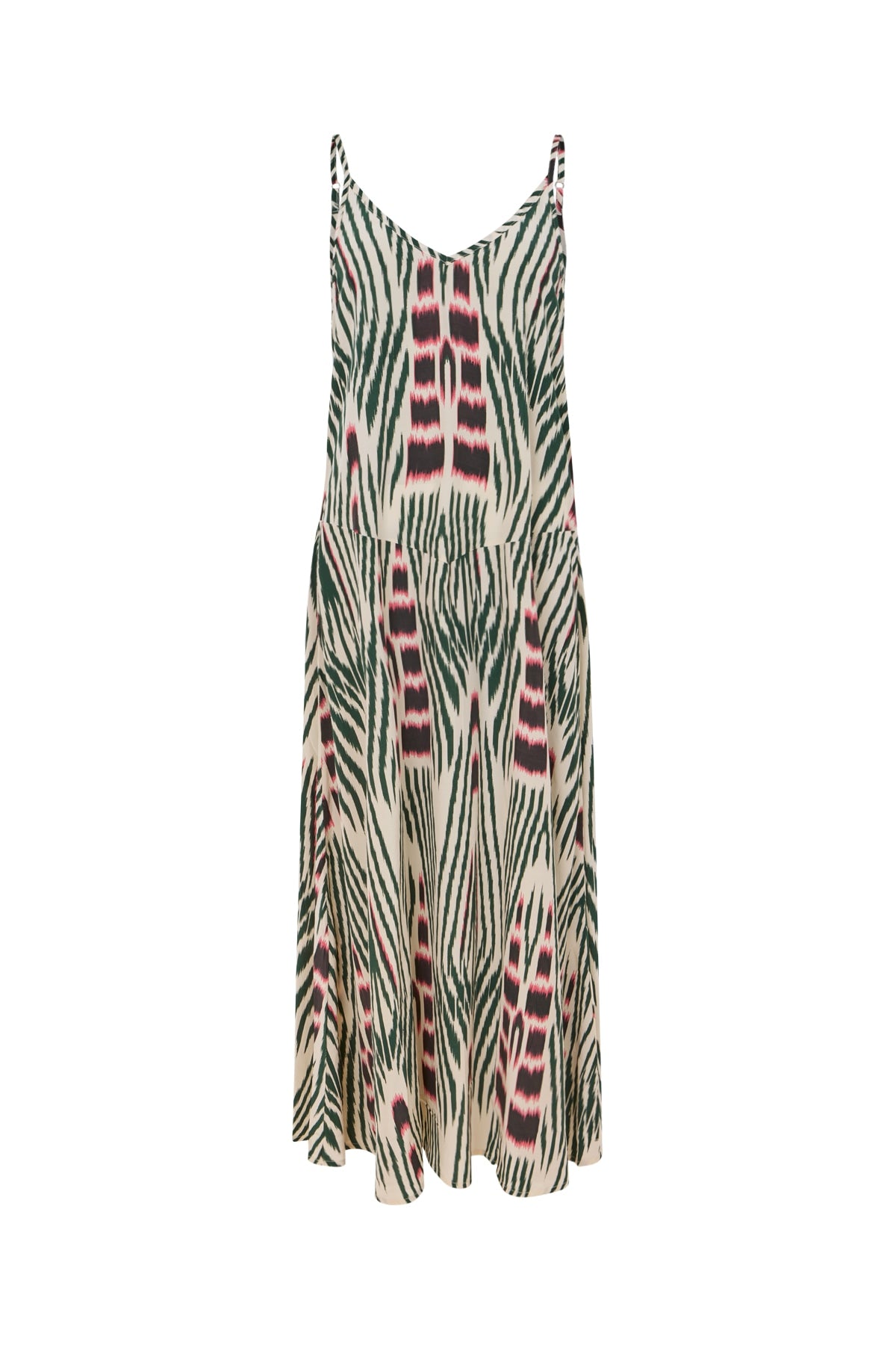 Annebeth - Ikat V-dress I Forest pink sand