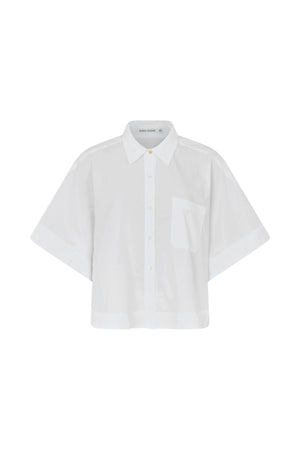 Berte - Poplin curved hem shirt I White