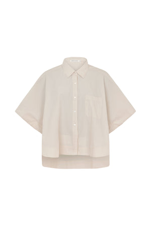 Berte - Poplin curved hem shirt I Clay