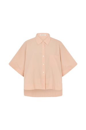 Berte - Poplin curved hem shirt I Soft rose
