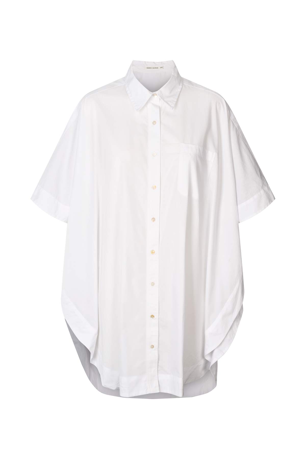 Berta - Poplin curved hem shirt dress I White