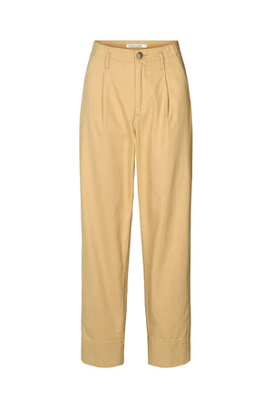 Raina - Texture canvas pleat pants I Sand