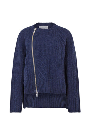 Luka - Patchwork knit cardigan I Indigo