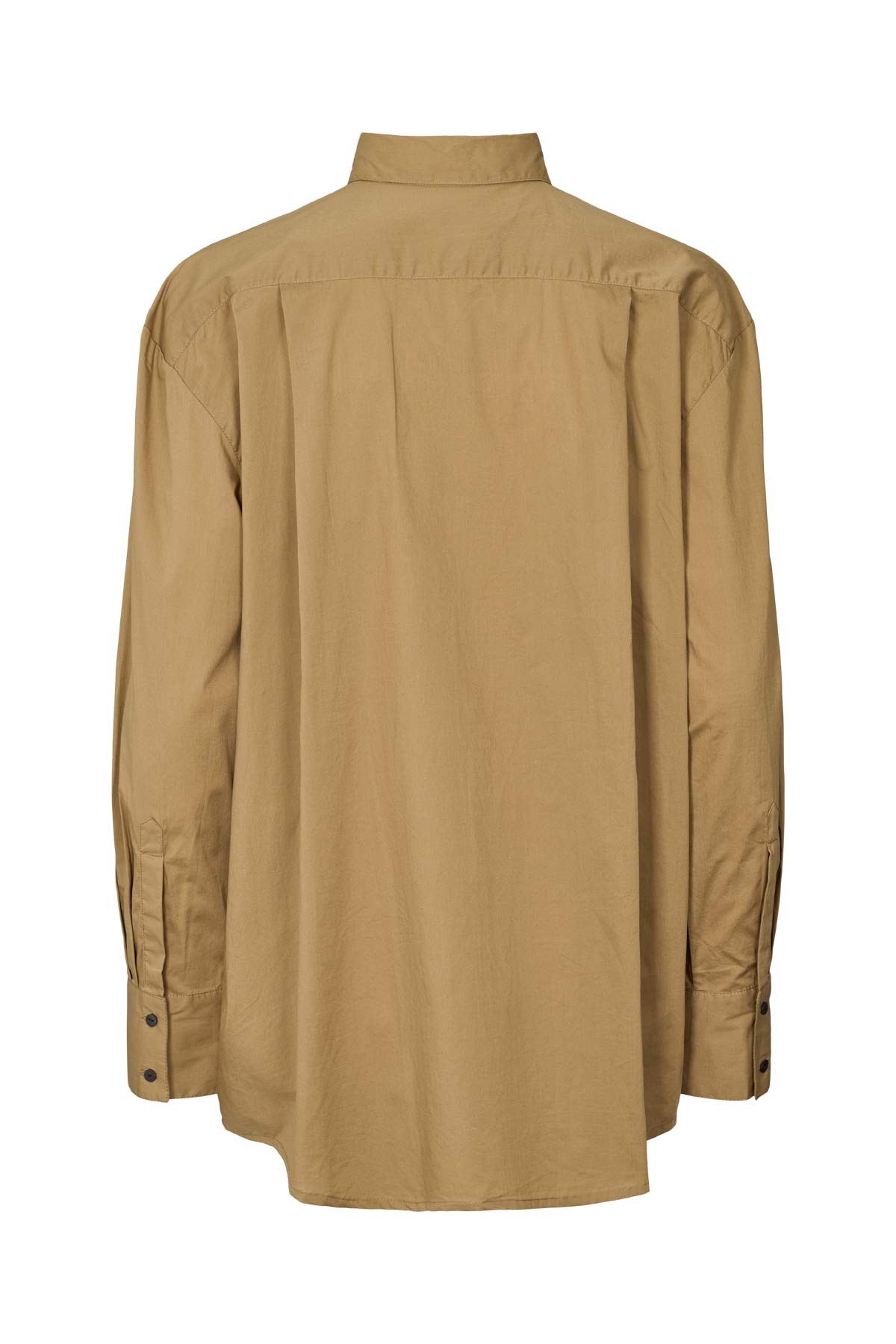 Dim - Poplin front frill shirt I Havanna brown