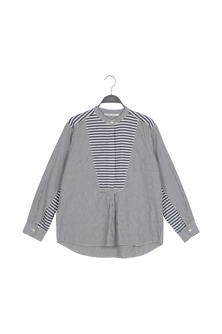 PreLoved Teja - Double stripe bib front shirt I Midnight combo - S