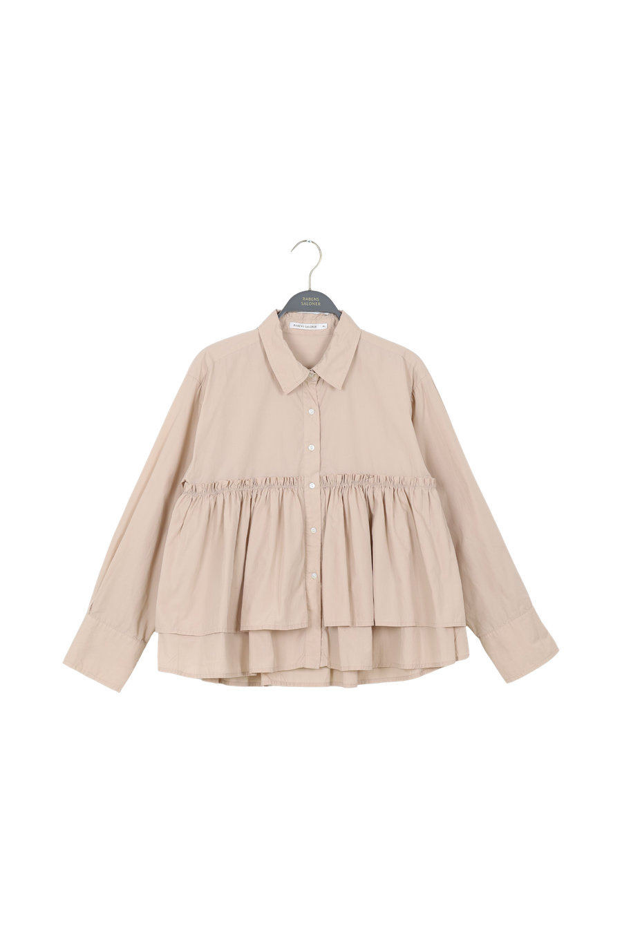 PreLoved Shaker - Poplin frill shirt I Powder - XL