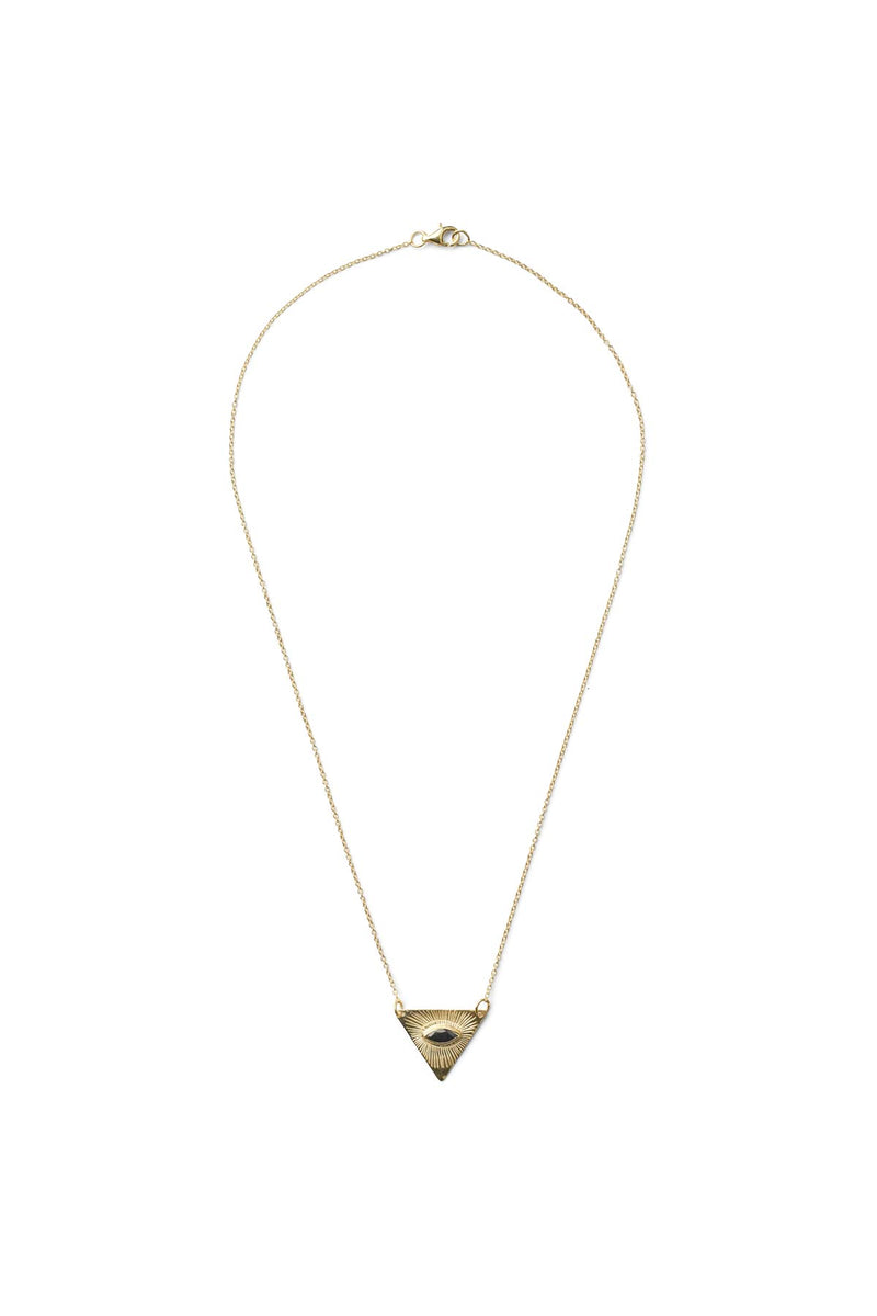 Nafsu - Gold plated chain w/ Triangle Eye Pendant I Black Sapphire