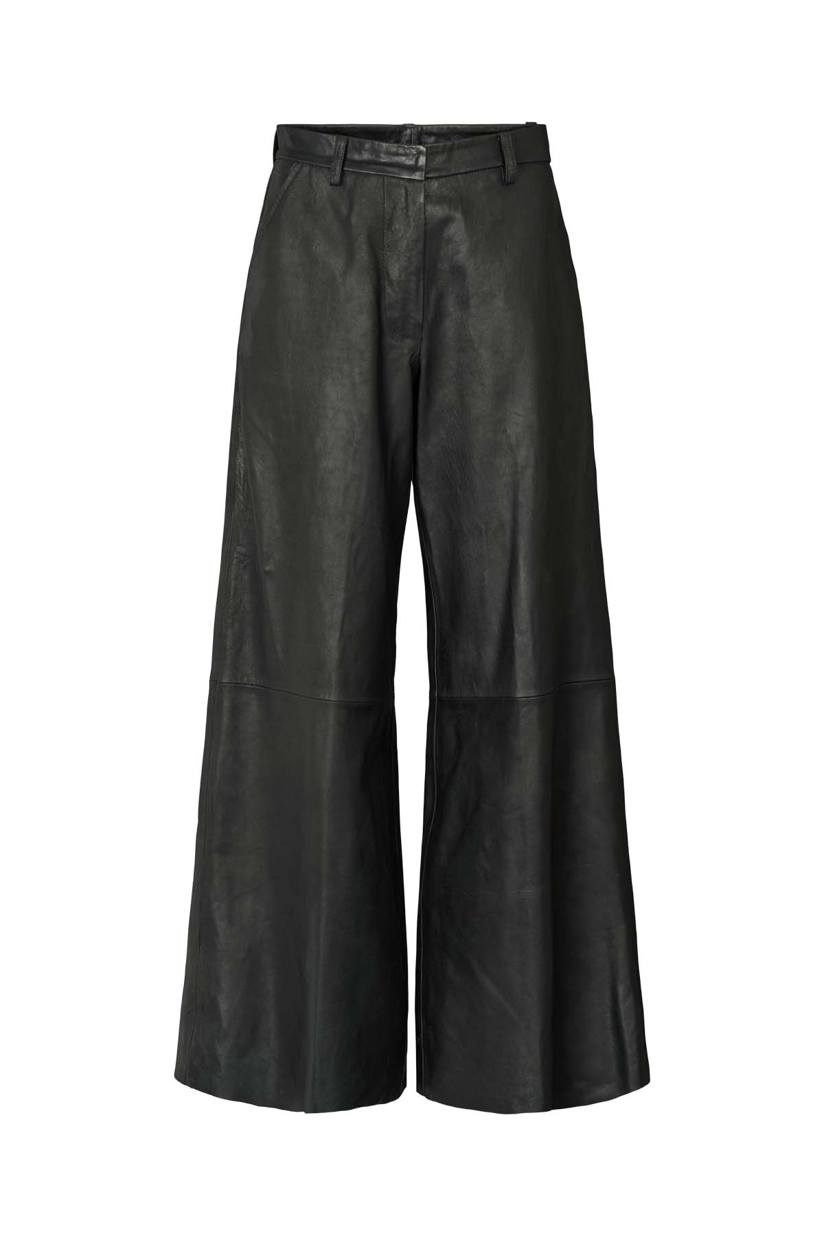 PRE-ORDER I Zoe - Leather wide leg pants I Black