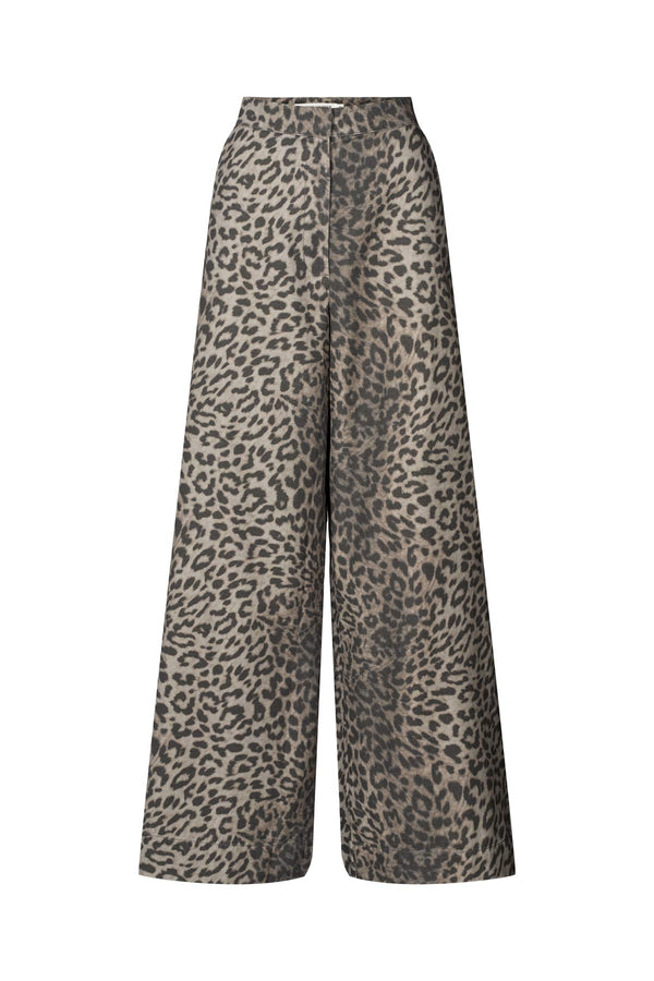 Inja - Leopard print wide leg pants I Snow leopard